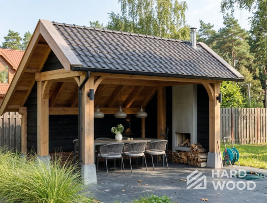 Навес двухскатный для барбекю №111 - фото 2235